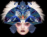 Peacock Blue Geisha Masque